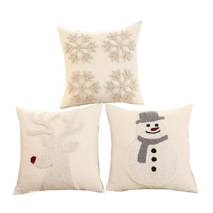 WinterJoy – Klassisches Ferienpudebezug mit lustigem Schneemann- und Rentiermotiv – 1+1 Gratis Angebot