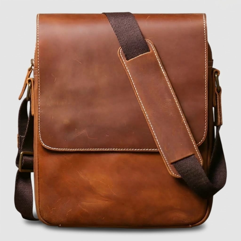 Kompakte Crazy-Horse-Leder Vintage Umhängetasche