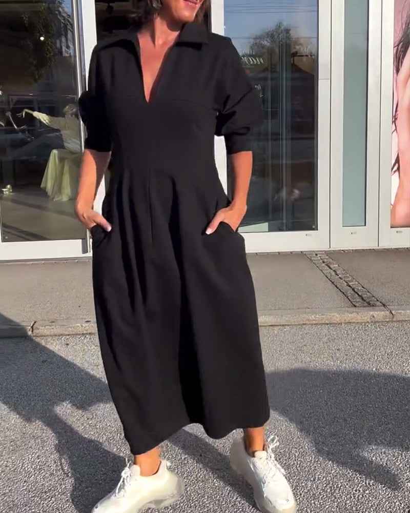 Karolin | mühelos elegantes langes Kleid für ganztägigen Tragekomfort