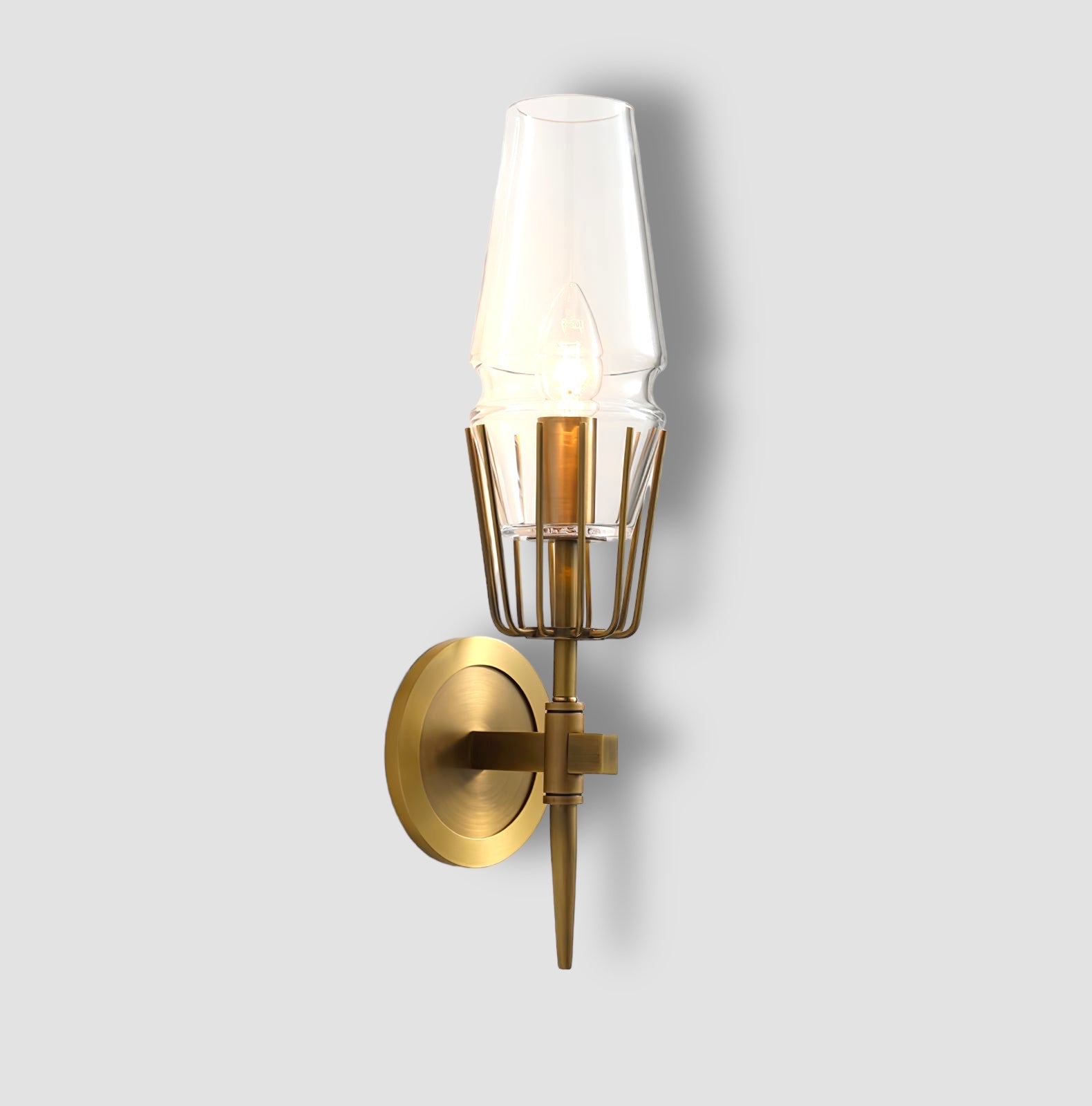Orelia - Vintage Schlossstil LED-Wandlampe aus Kupfer und Glas für eine bezaubernde Atmosphäre