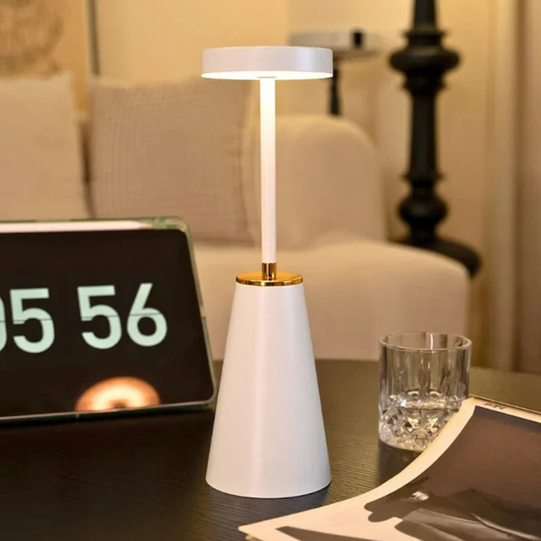 Gleon - Innovativ akkubetriebene kabellose Tisch- und Schreibtischlampe für stimmungsvolles und praktisches Licht