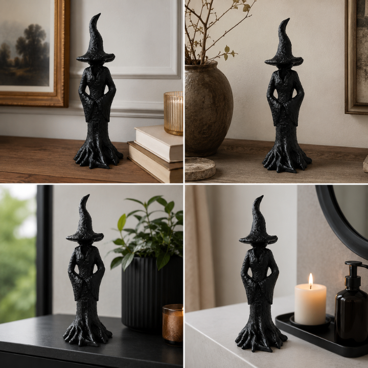 Hexen-Gartenstatue - Handgefertigte Wächterfigur aus Harz