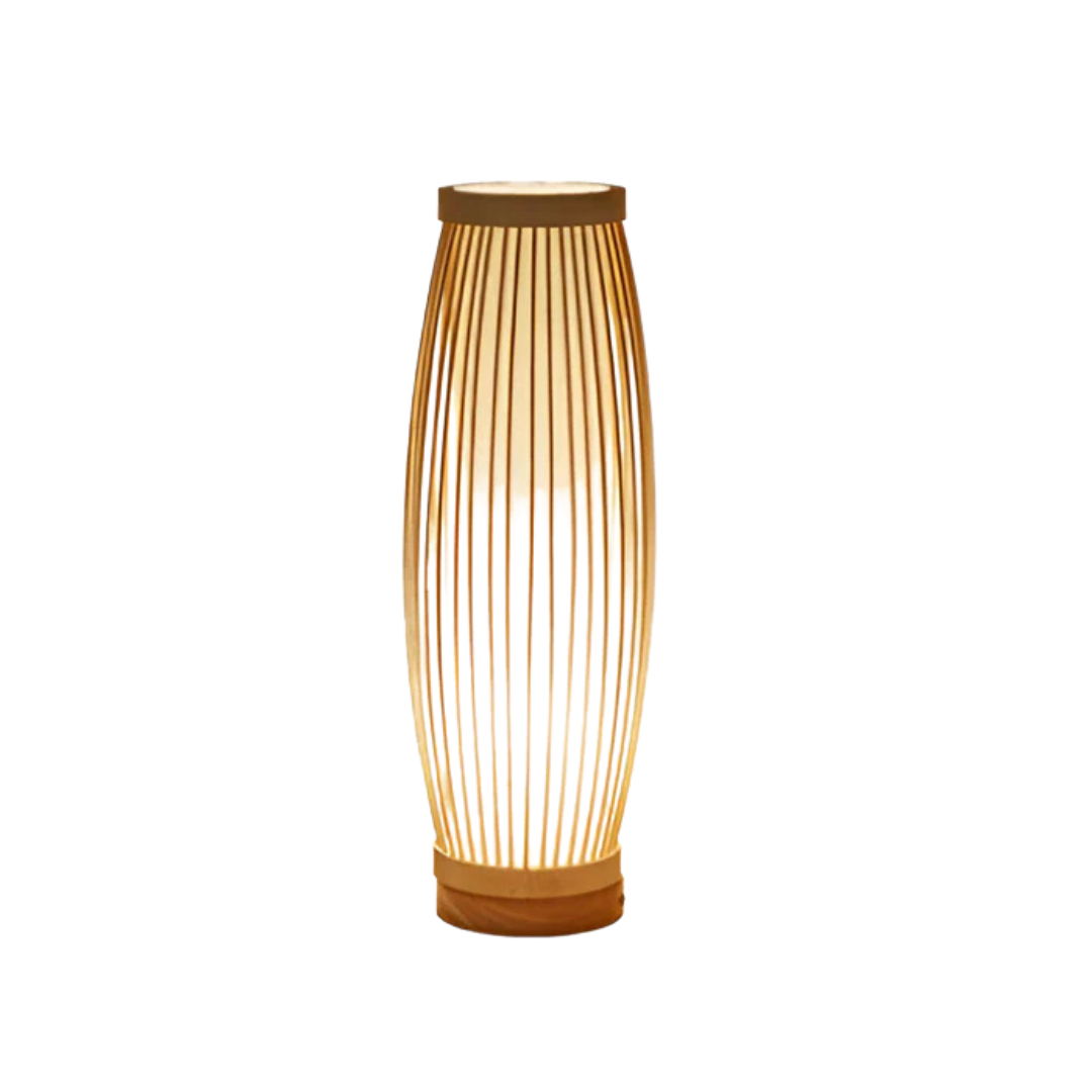 Theia - Moderner japanischer LED-Tischleuchte mit elegantem Bambusholz-Finish