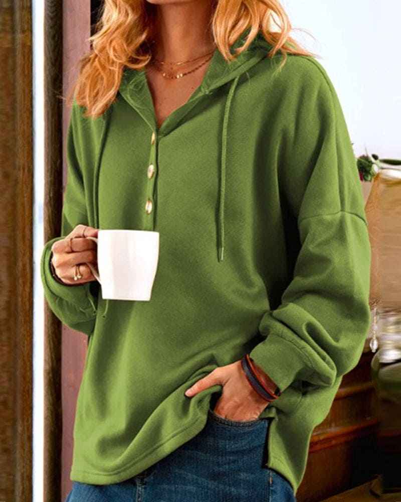Eleganter Damen-Kapuzenpullover mit stilvollen Knöpfen