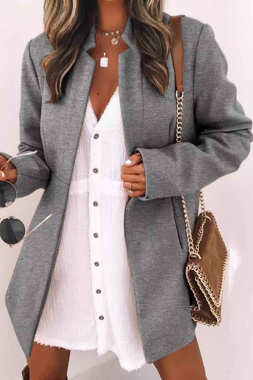 Locker Wollmantel mit Langarm und raffiniertem Horween-Finish