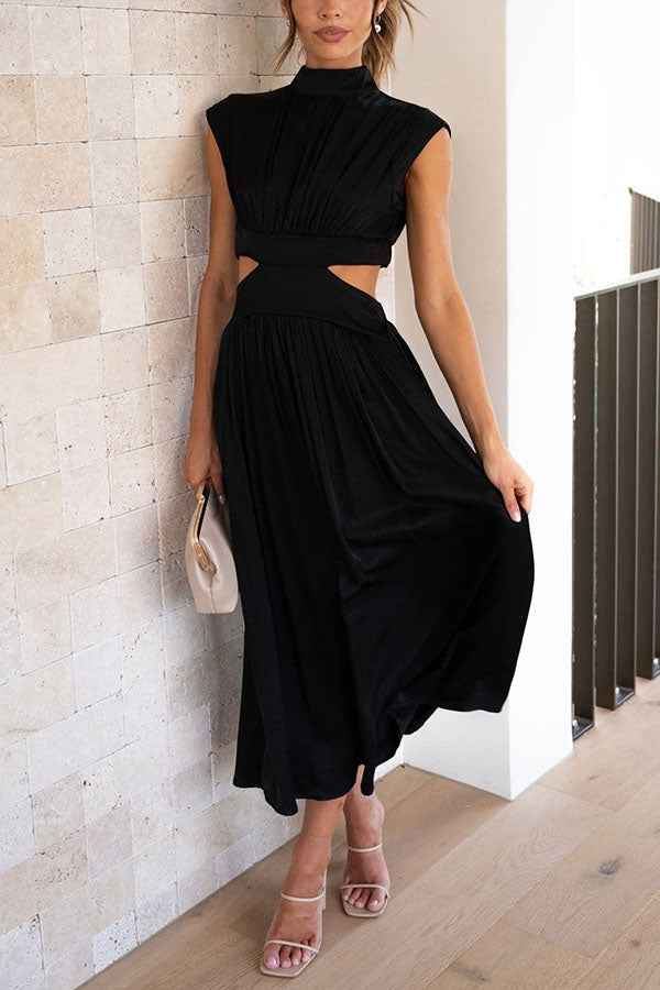 Quincy | Elegantes Midikleid mit Cut-Out-Detail und Taschen
