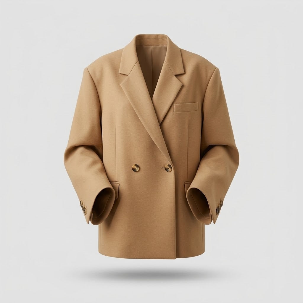 Damen Oversize Blazer - Diagonaler Wickelschnitt mit Revers