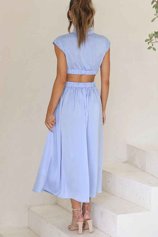Quincy | Elegantes Midikleid mit Cut-Out-Detail und Taschen