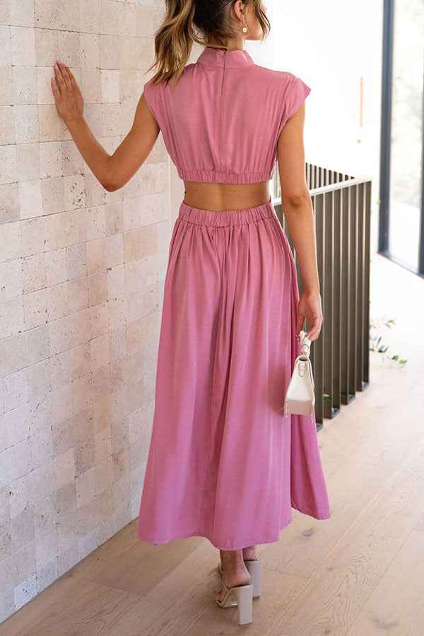 Quincy | Elegantes Midikleid mit Cut-Out-Detail und Taschen