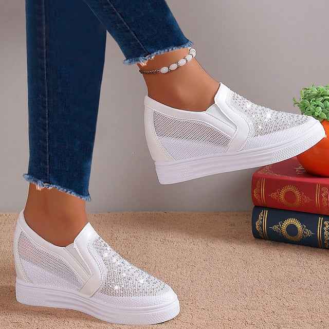 Damen-Sneaker mit weißen Kristallverzierungen
