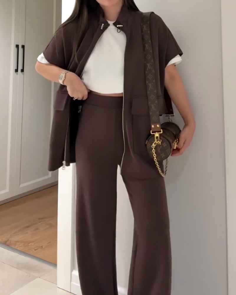Elegantes Oberteil und Hose mit elastischem Bund