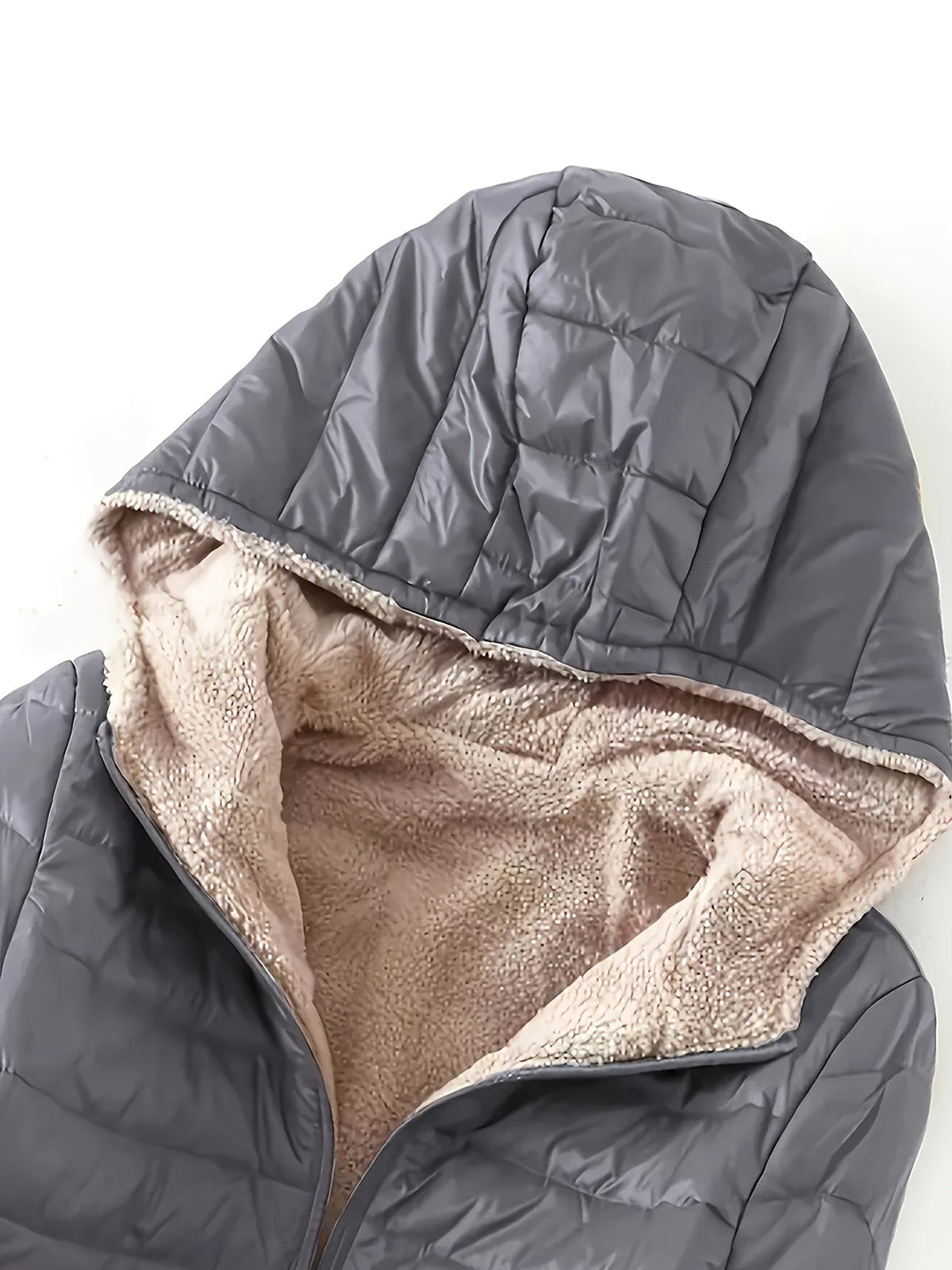Damen Mittellange Kapuzenjacke mit Fleecefutter