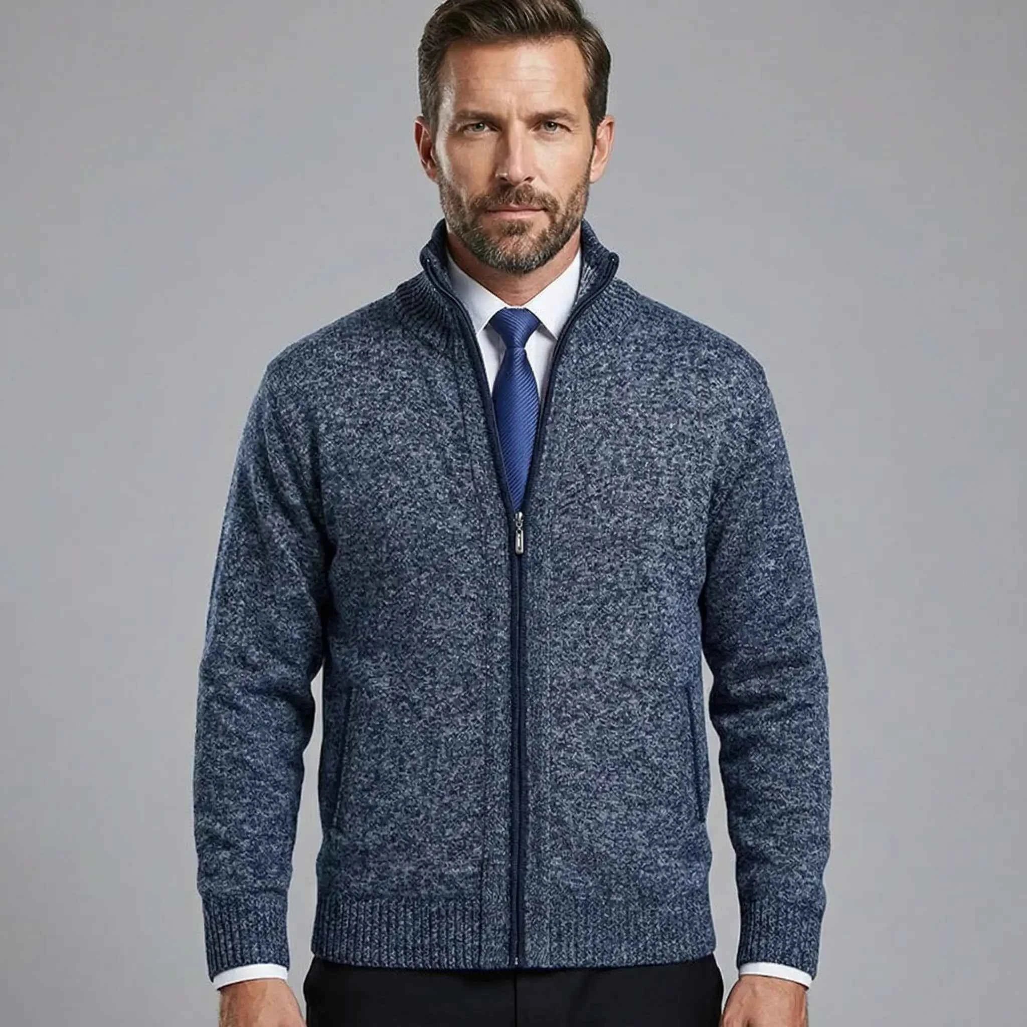 Owen Einfarbiges Strickcardigan mit Stehkragen