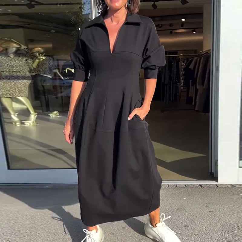 Karolin | mühelos elegantes langes Kleid für ganztägigen Tragekomfort
