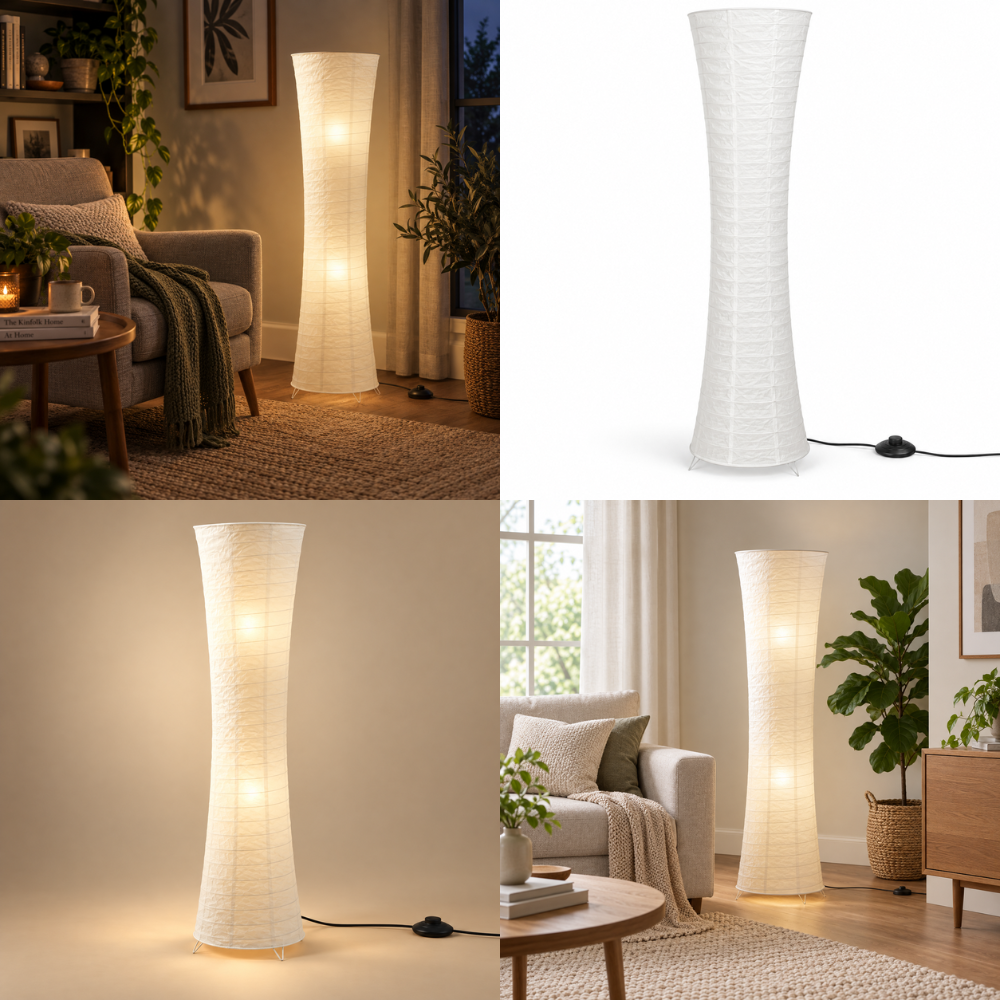 Skulpturale LED-Stehlampe – Warmes Wohnzimmerambiente