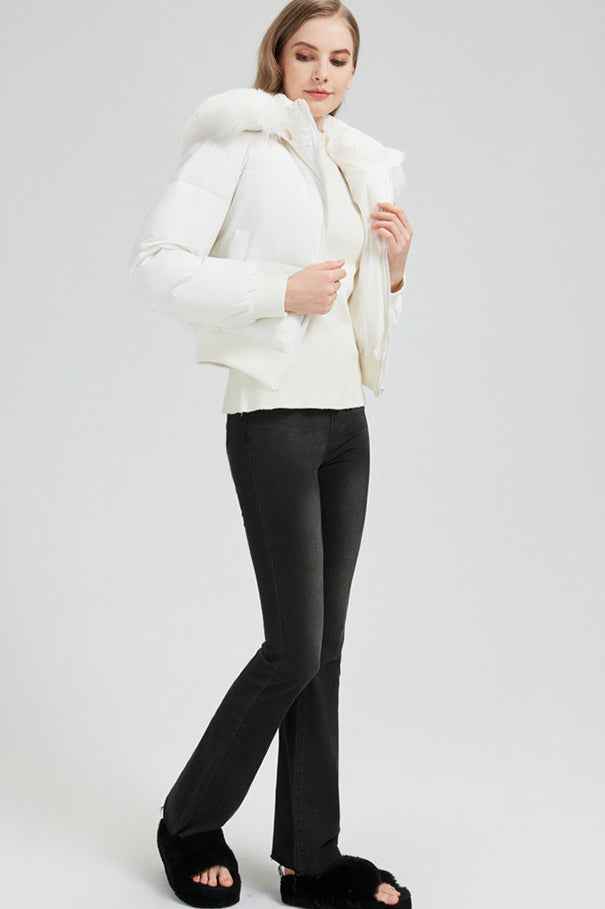 Kurzer, puffy Taillenumspielnder Slim-Fit-Mantel