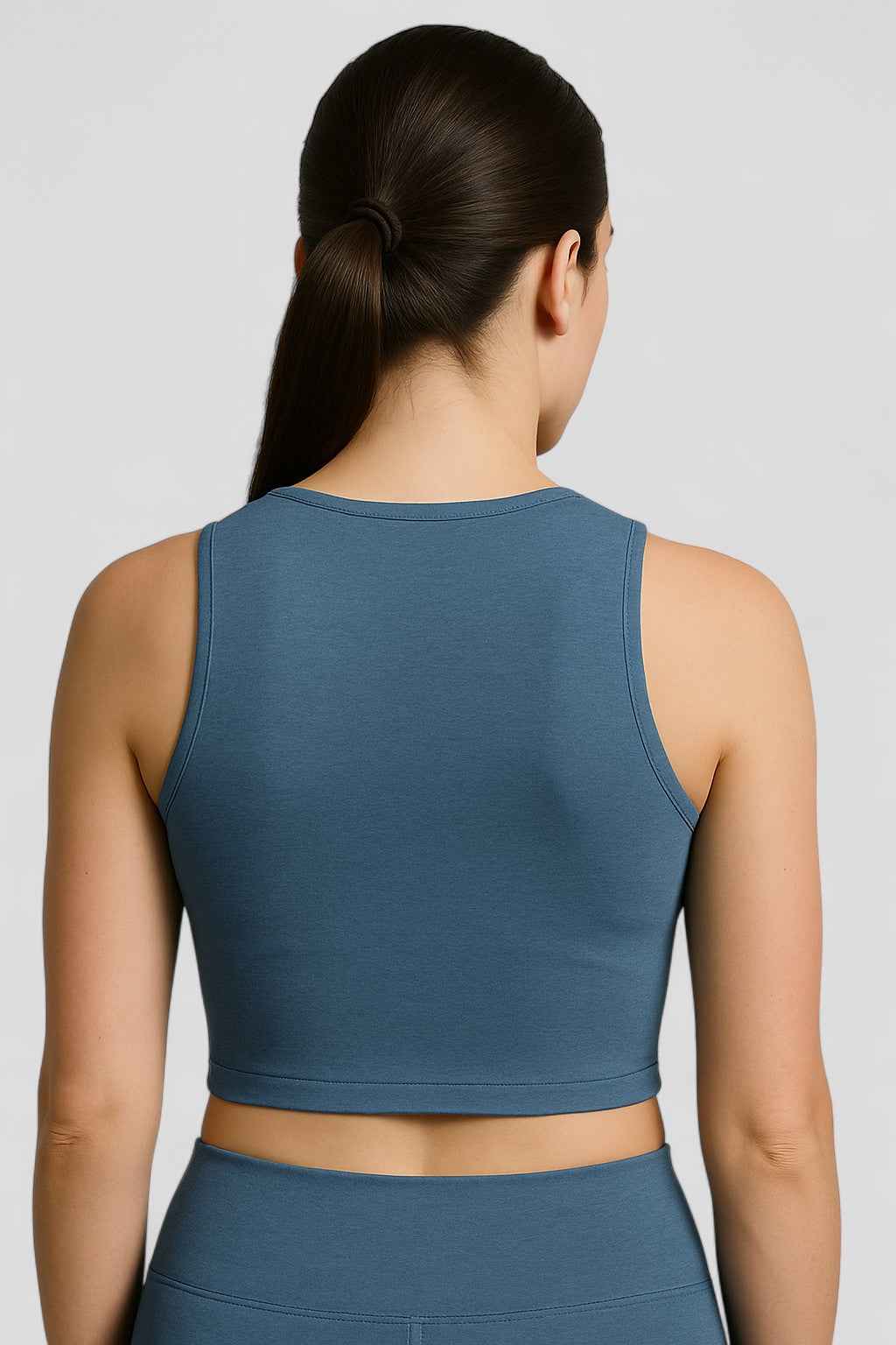 Camille | Damen Square Up Crop Top Blau Sport Fitness Yoga Outfit