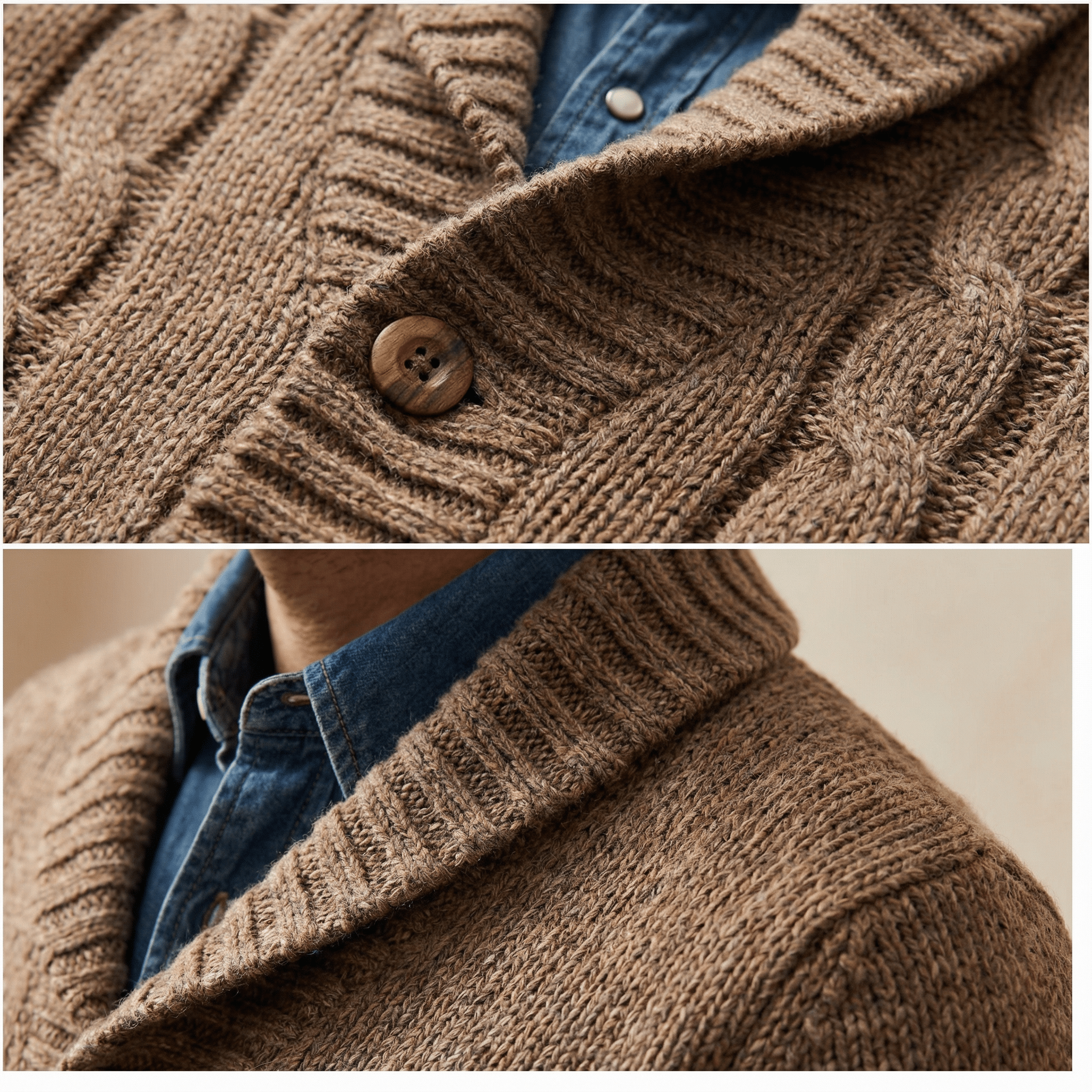 Vintage-Revers-Strickcardigan - zeitloser Stil und gemütlicher Tragekomfort