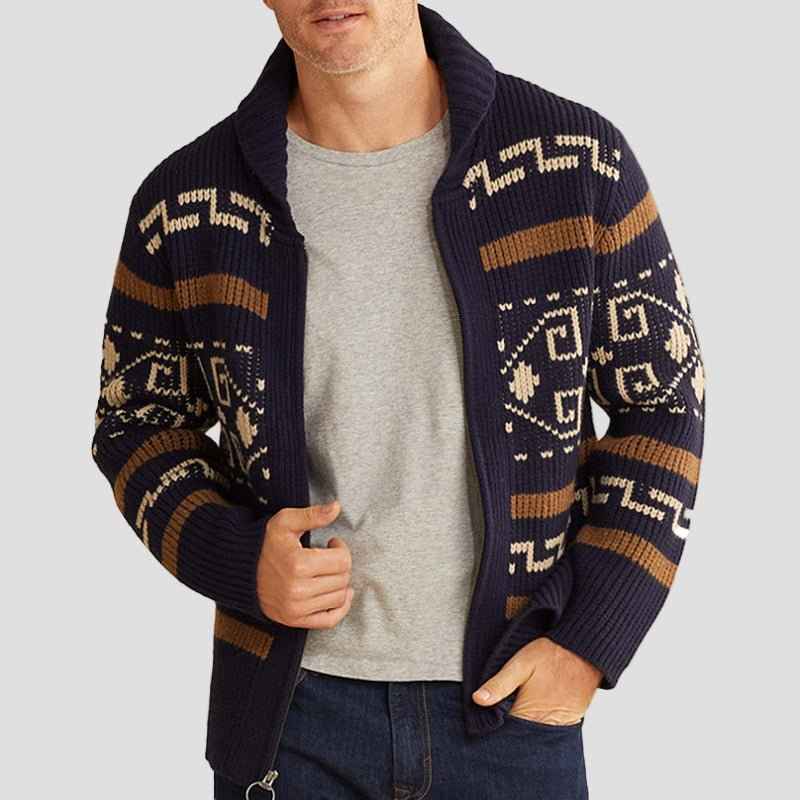 Maxwell Geometrischer Revers-Strickcardigan