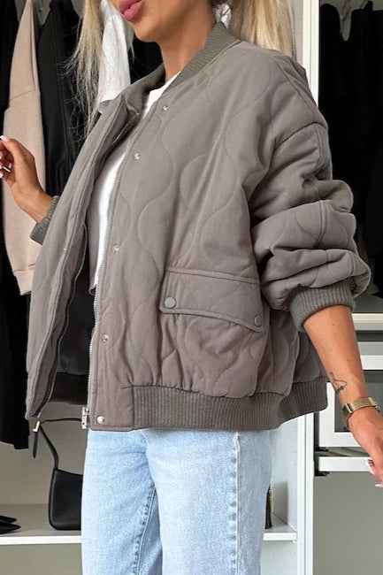 Lässiger einfarbiger Button-Down gesteppter Mantel für warmen und stilvollen Komfort