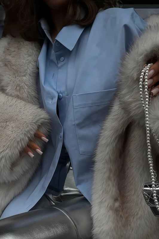 Eleganter Langarm-Fuchspelzmantel