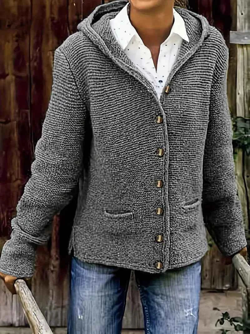 Schicke Langarm-Strickjacke mit Kapuze für elegante Alltagslooks