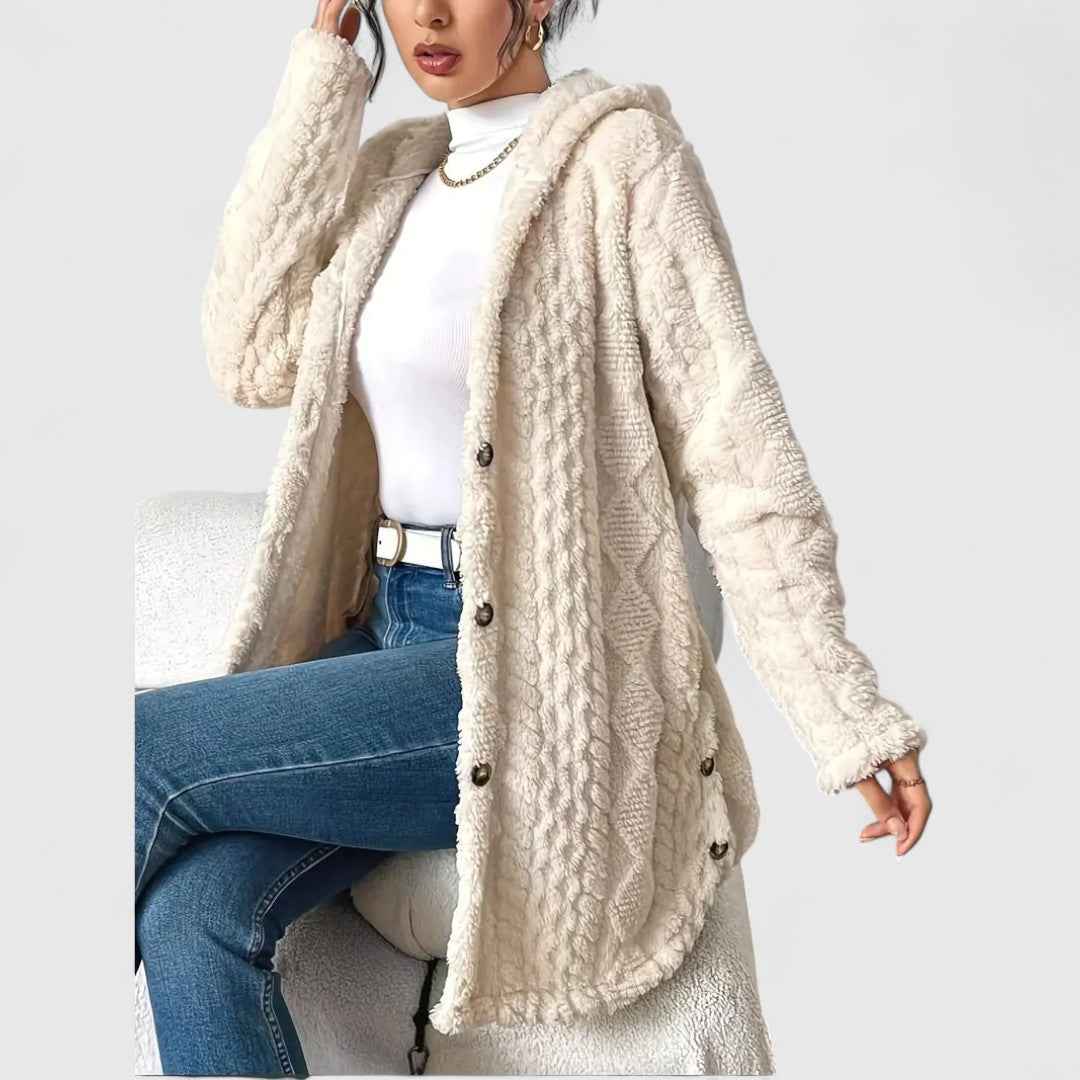 Elise – Gemütlichkeit trifft auf Stil mit diesem luxuriösen Plüsch-Hoodie-Cardigan