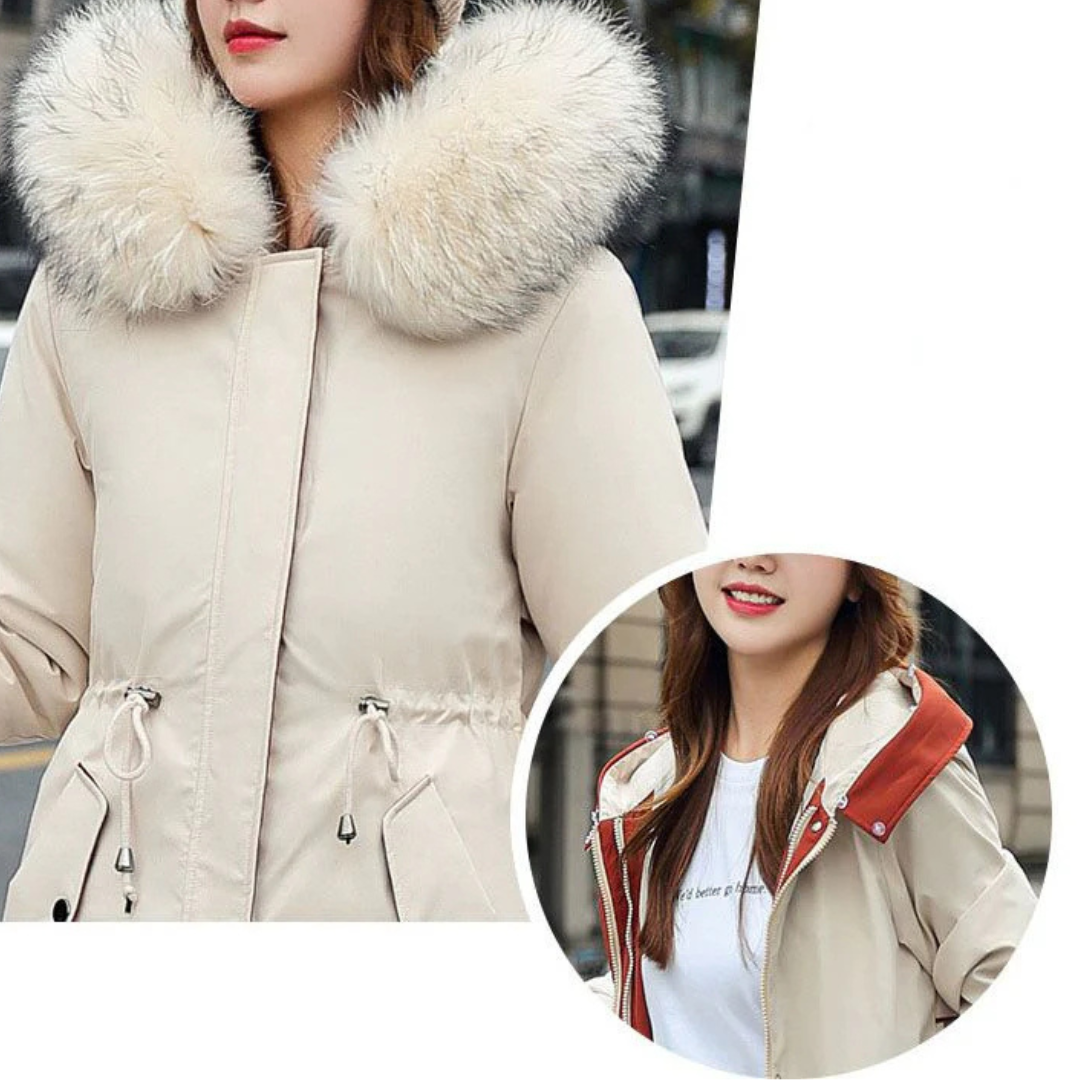 Fionna Damen-Winterjacke mit Kapuze und plüschigem Fellkragen