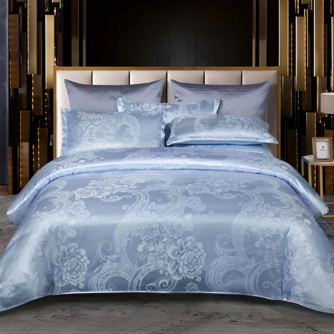 Luxuriöses Satin - Elegantes Satin-Bettbezug mit wunderschönem Blumenmuster