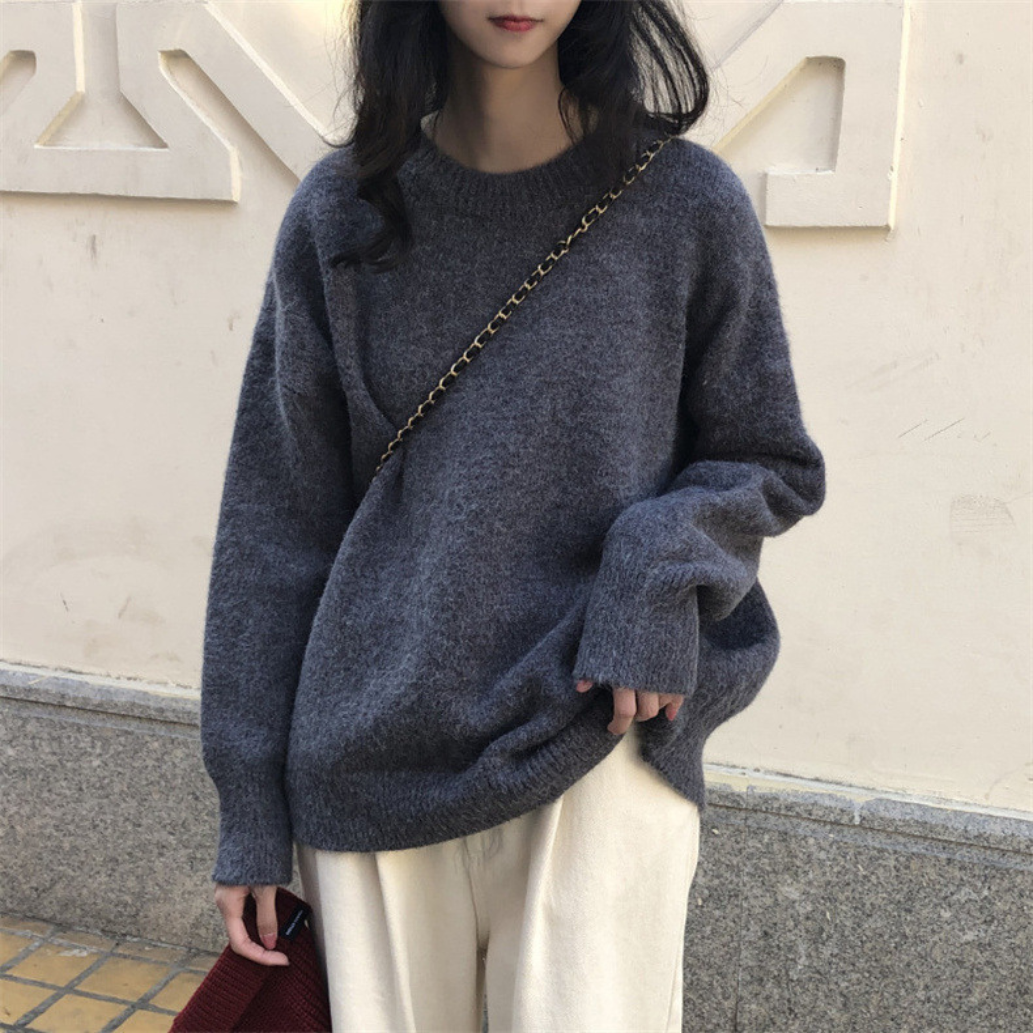 MIOLA™ Gemütlicher, lässiger Strickpullover - Langarm, Rundhalsausschnitt