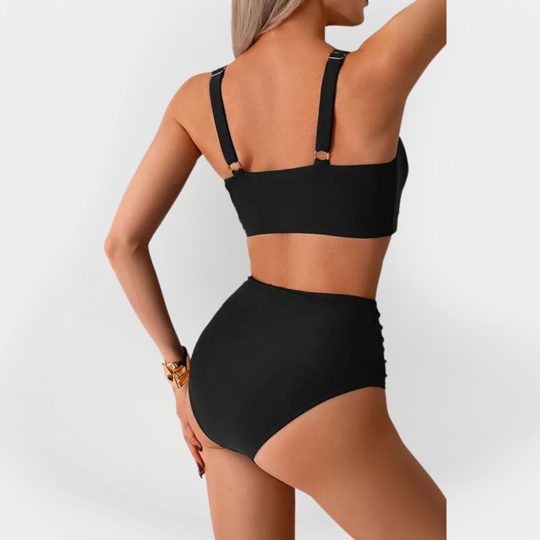 Damen High-Waist Bikini mit Rüschenausschnitt