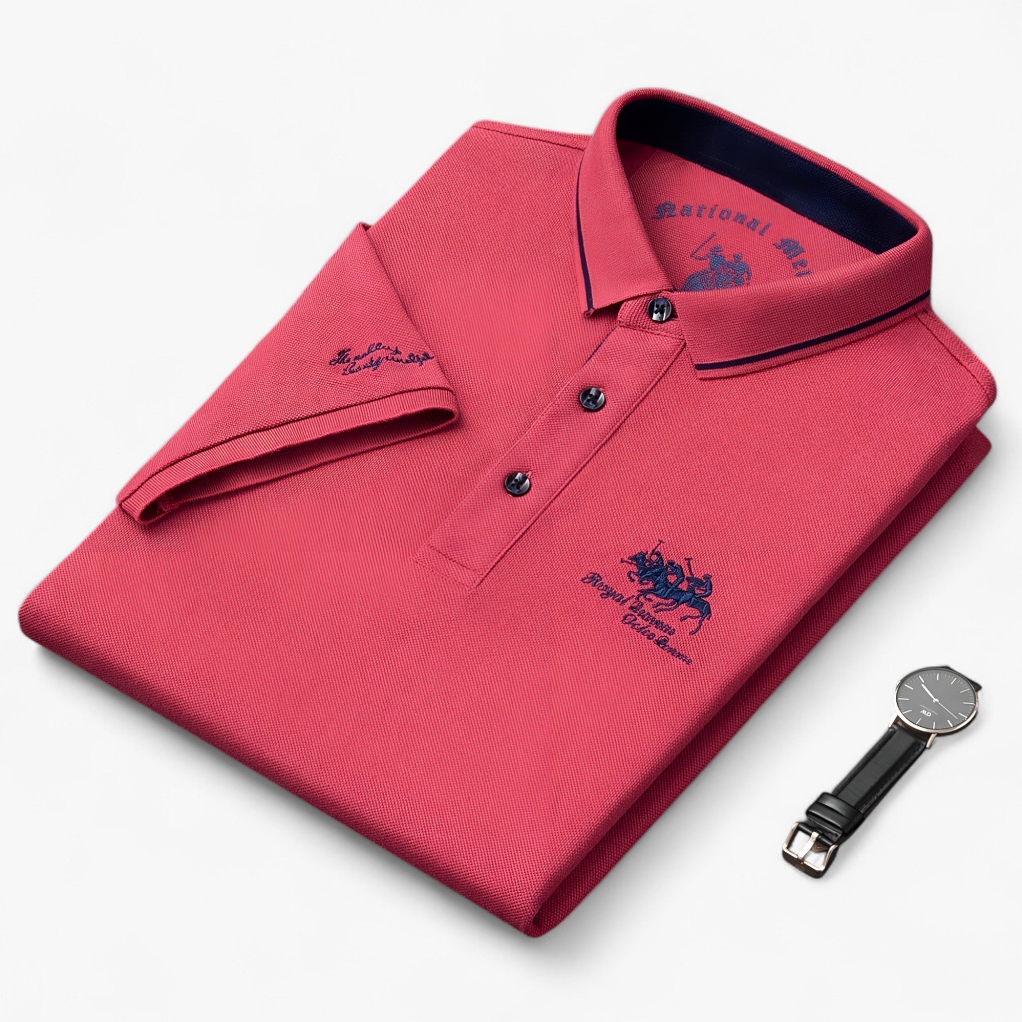 Einfarbiges Herr-Polyester-Poloshirt – reguläre Passform, verschiedene Größen und Farben