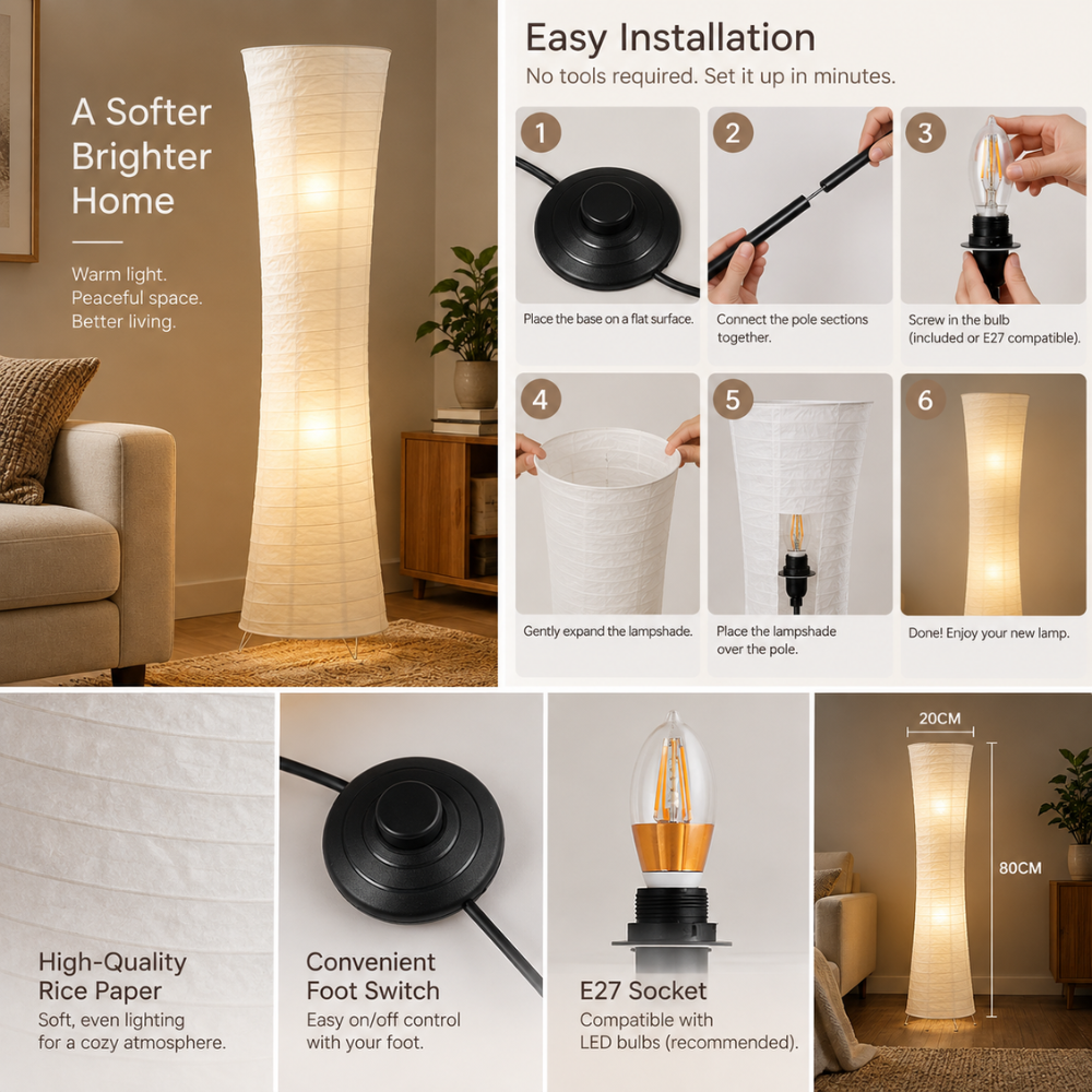 Skulpturale LED-Stehlampe – Warmes Wohnzimmerambiente