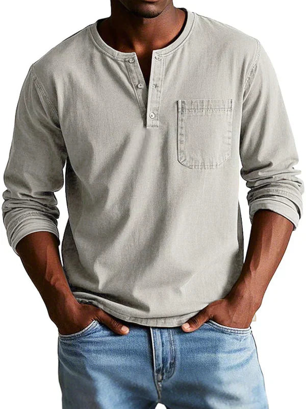 Herren Langarmshirt Henley - Lässig, vielseitig, komfortabel