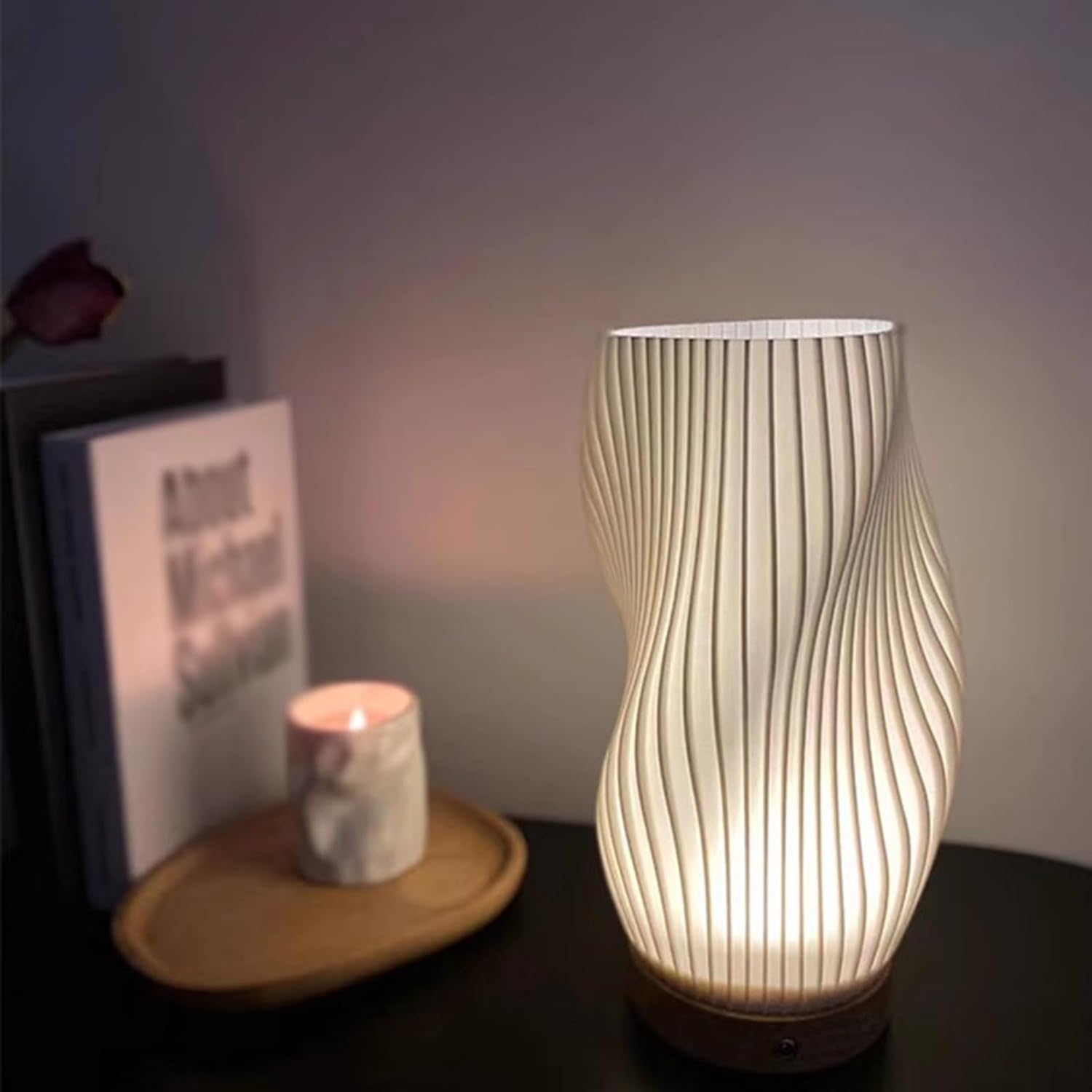 Wellenkamm-Lampe - Einstellbare Helligkeit mit Wellenmuster, modernes schickes Dekor für Ihr Zuhause