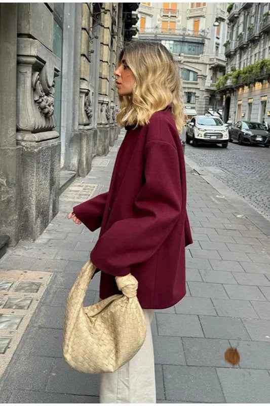 Wollmantel mit Schal-Kragen und einfachem Knopfloch