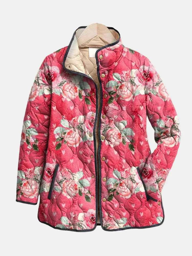Freya | Pink Floral Print Quilted Jacket