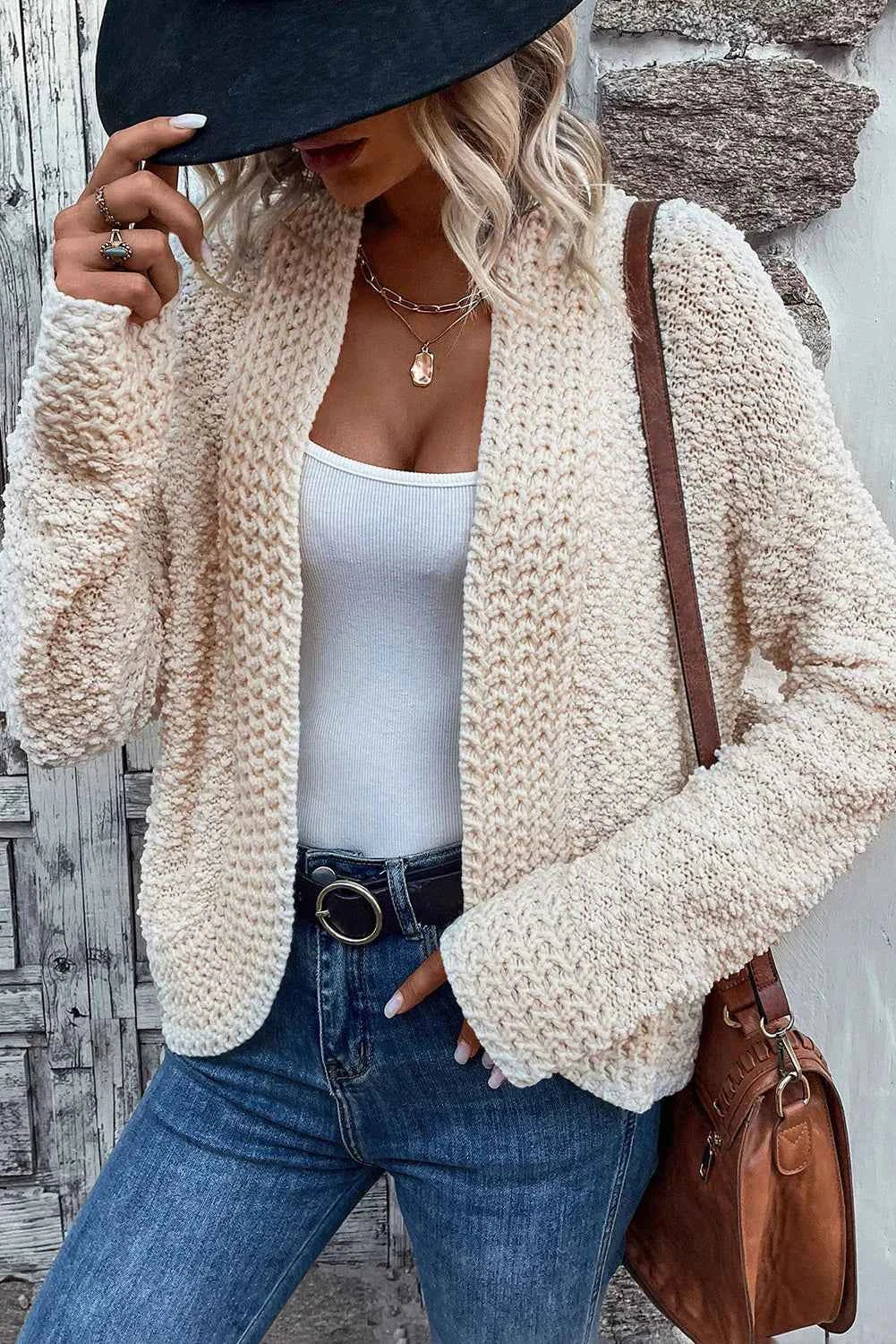 Schicker einfarbiger Cardigan mit offener Front