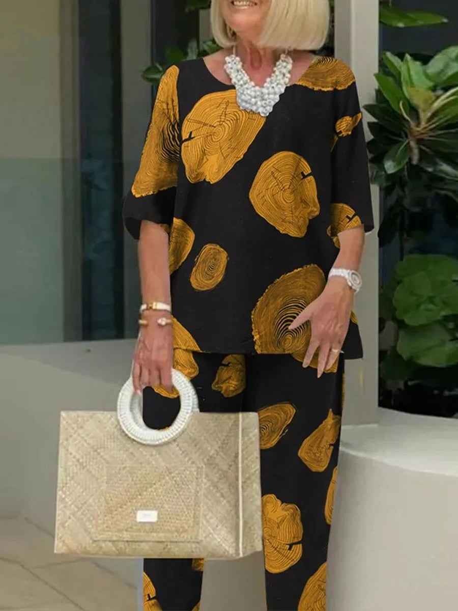 Zweiteiliges Ensemble mit Elegantem Kreis-Muster