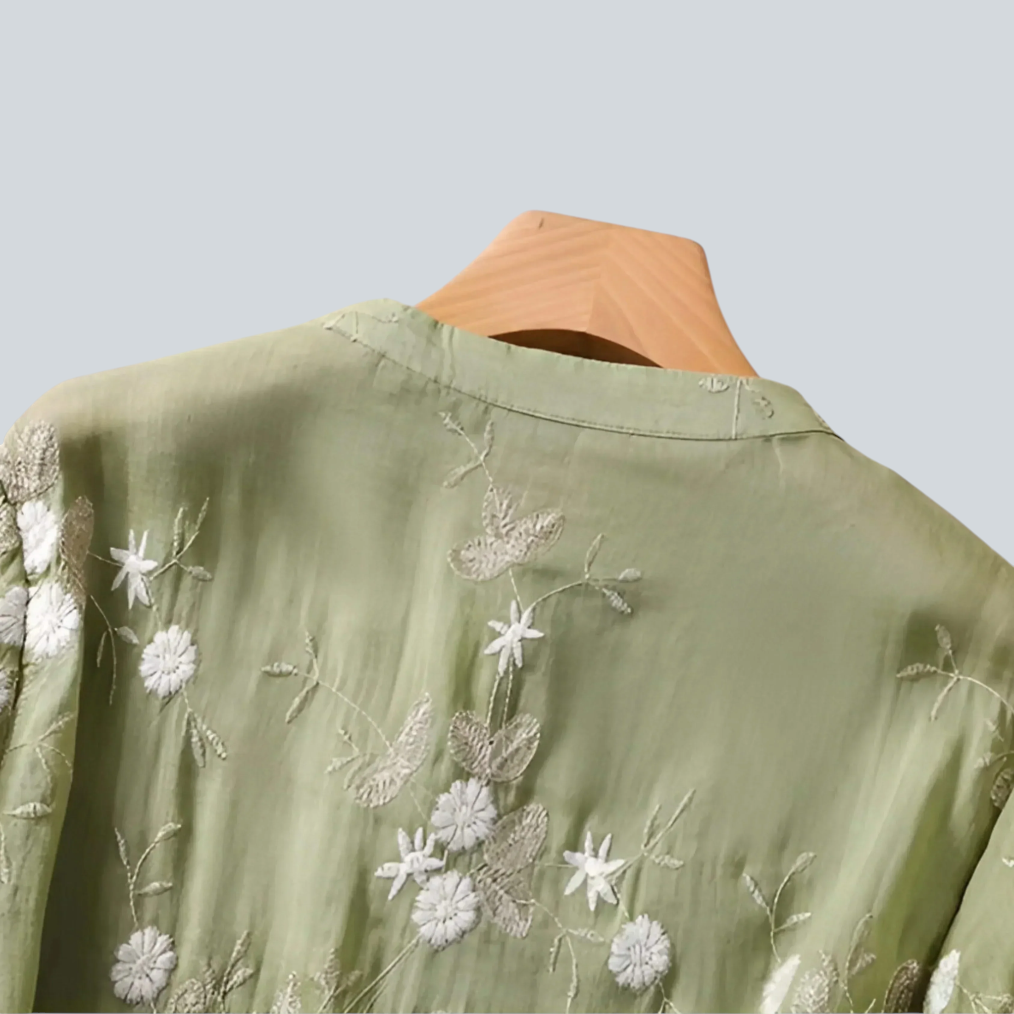 Damen Baumwolltop mit Blumenstickerei und lockerem Schnitt