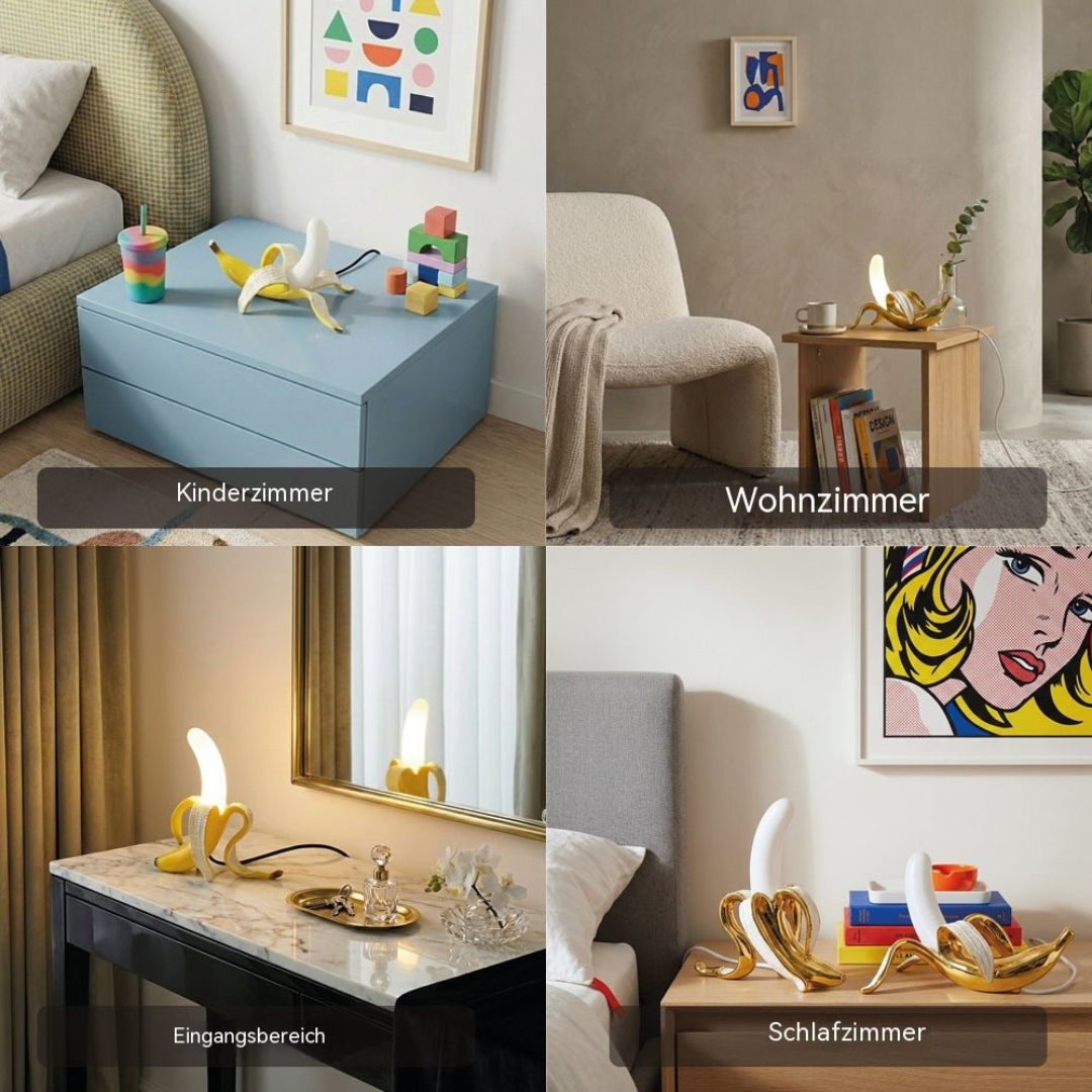 Art-Deco Bananen-Tischlampe - Dekoratives Akzentlicht