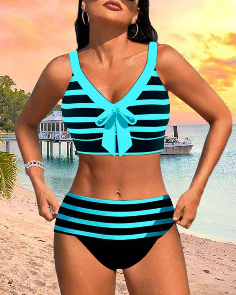 Muse® | Gestreifter Bikini mit hohem Bund