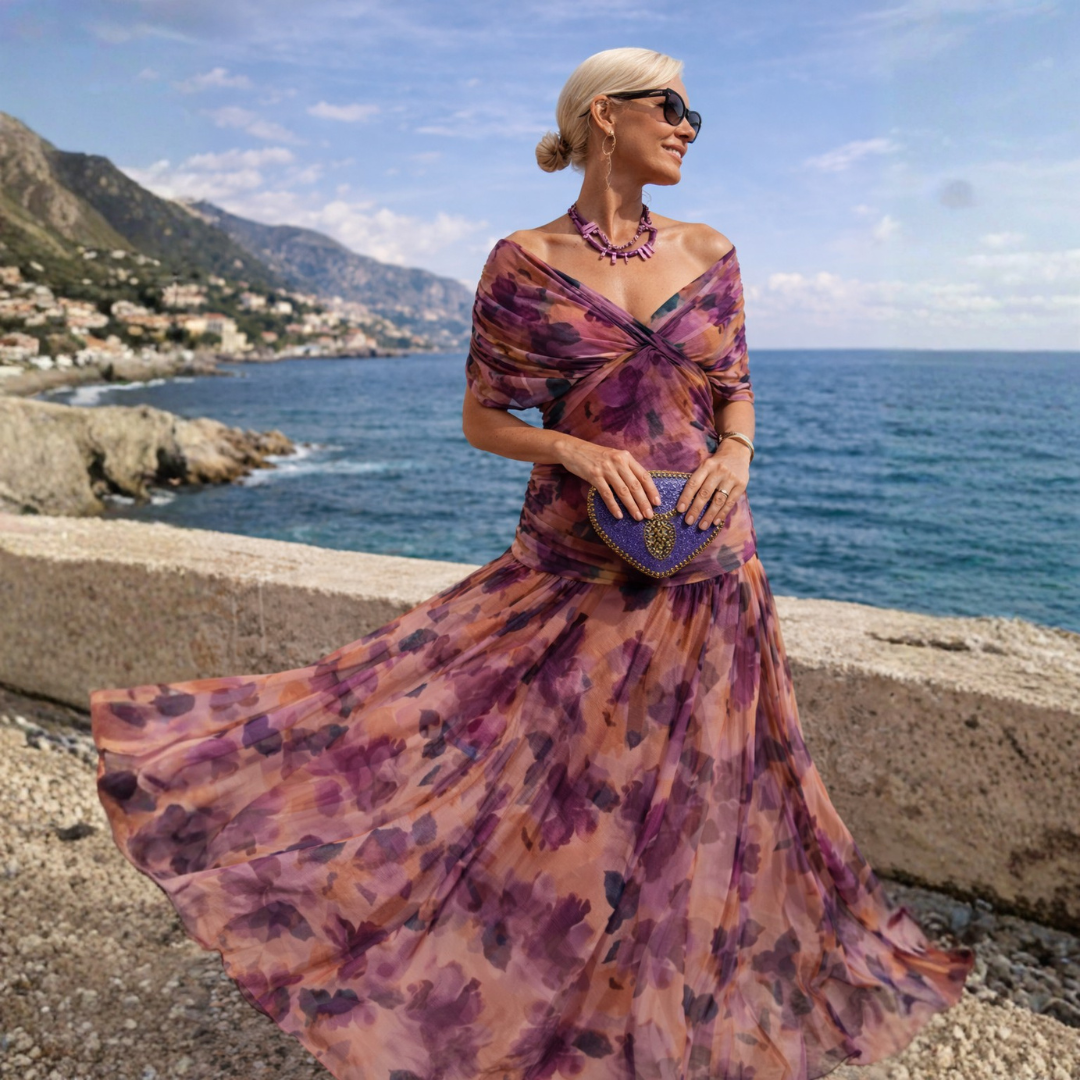 Rossana | Schulterfreies Maxikleid