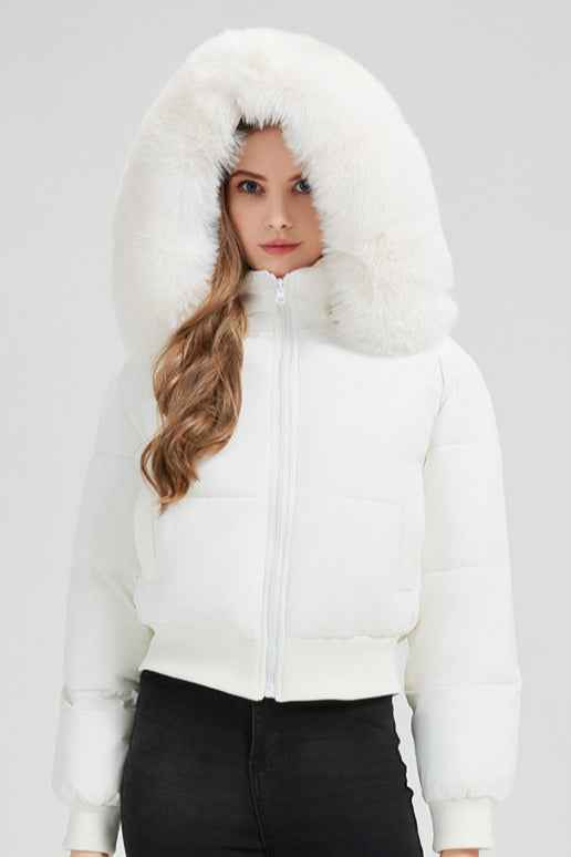 Kurzer, puffy Taillenumspielnder Slim-Fit-Mantel