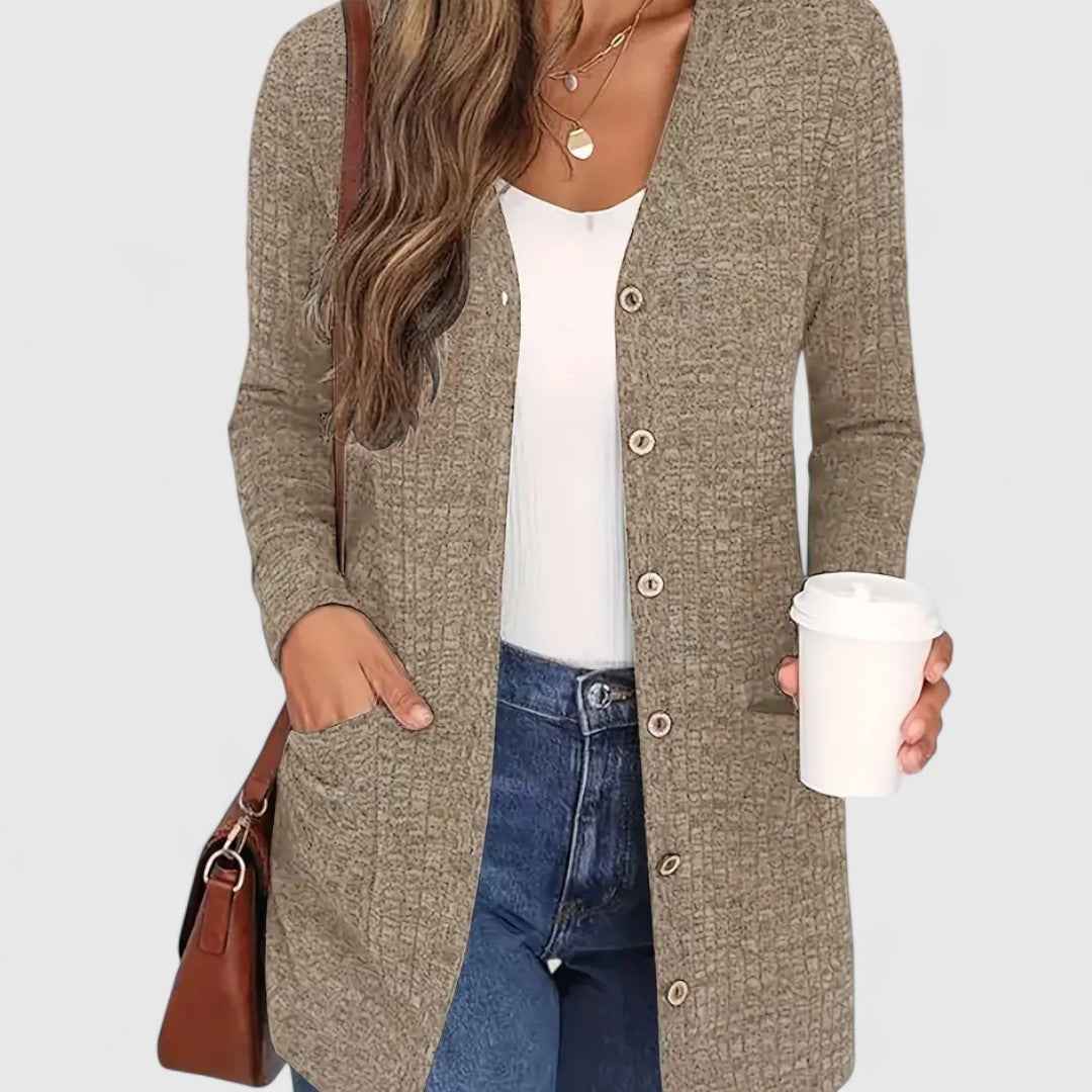 Lindsey - Bequemer V-Ausschnitt Cardigan für einen eleganten und lässigen Stil