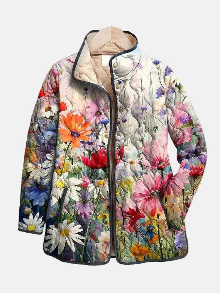 Kaia | Vintage Floral Print Quilted Jacket