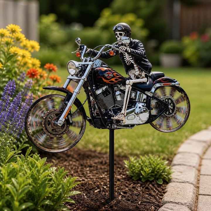 Skelett-Reiter Motorrad Garten-Windspinner