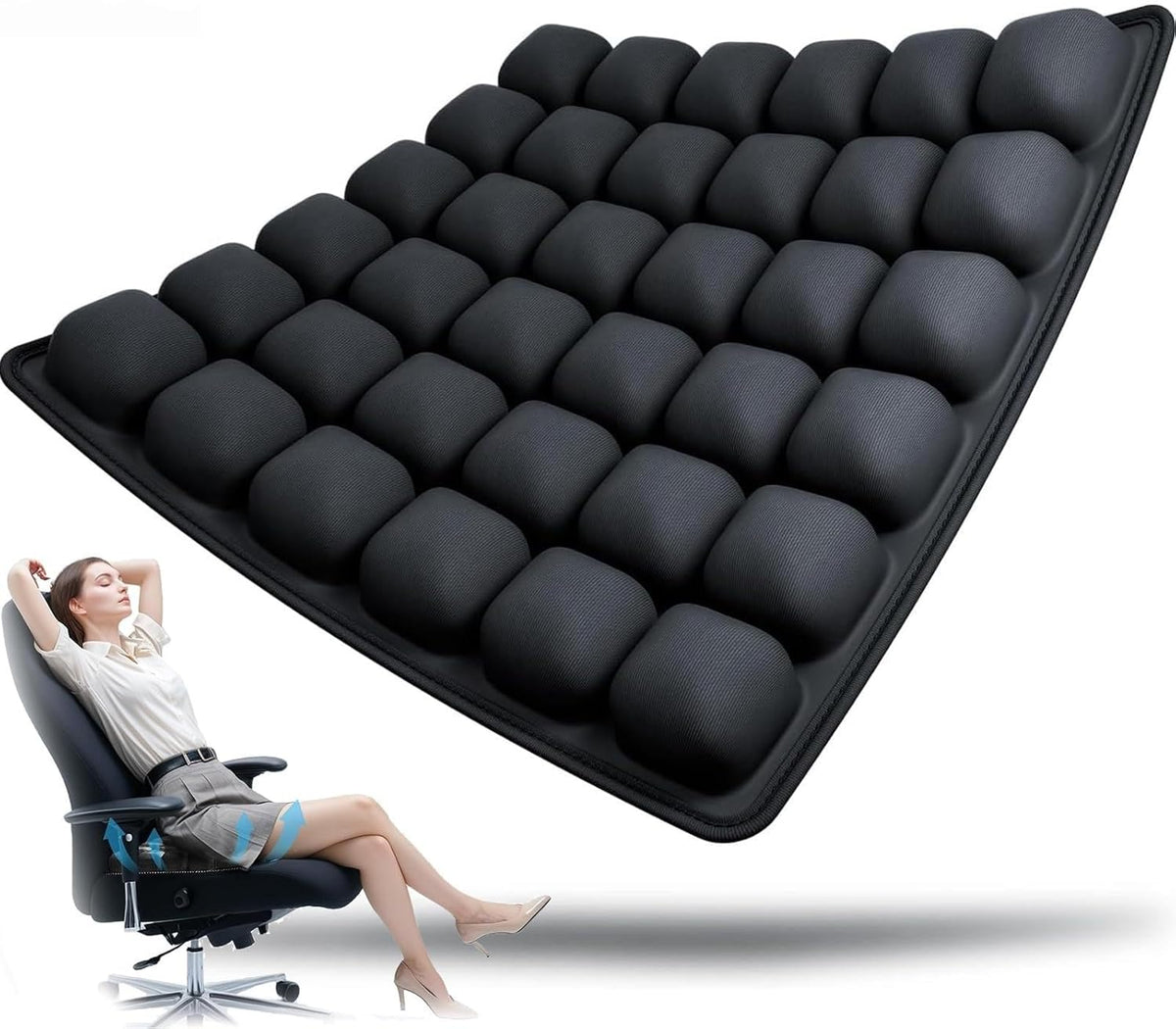 Aufblasbares Sitzkissen - Ergonomisches Luftkissen mit 36 Luftzellen