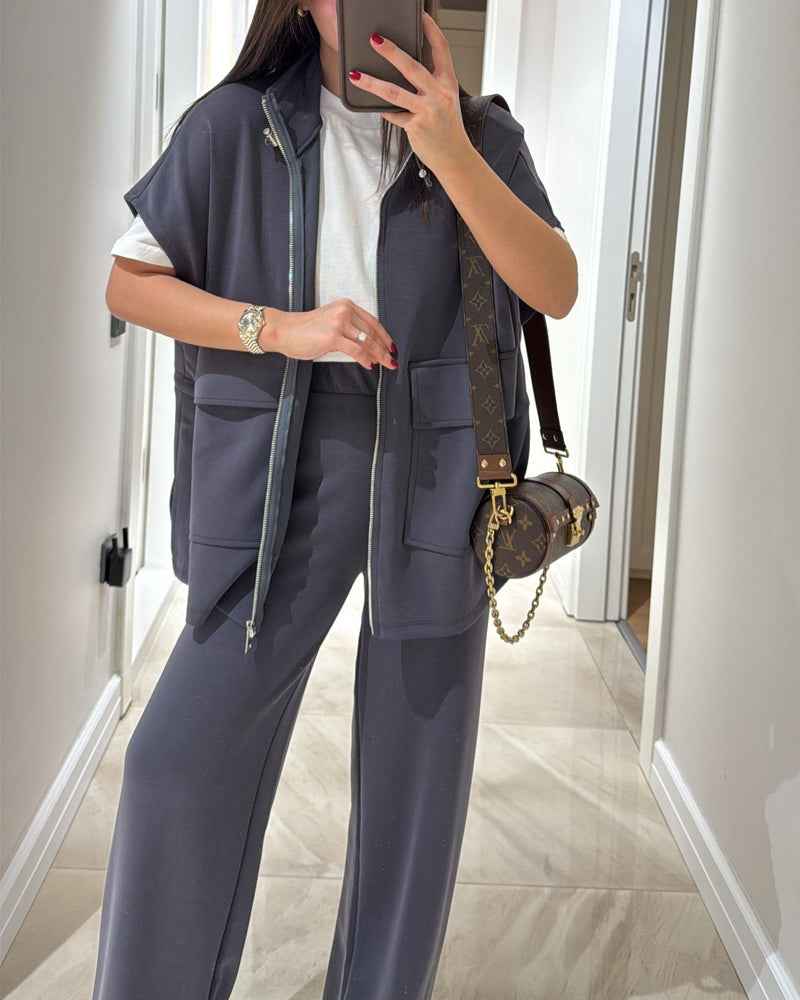 Elegantes Oberteil und Hose mit elastischem Bund