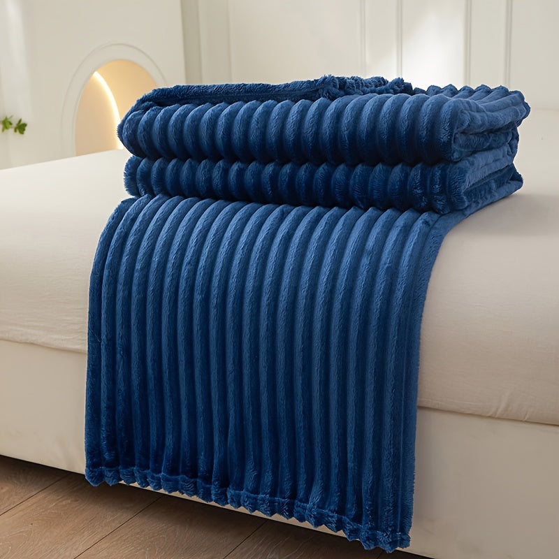 Cirethra Luxuriöse Weiche Plüschdecke mit Elegantem Rippmuster für Zusätzlichen Komfort